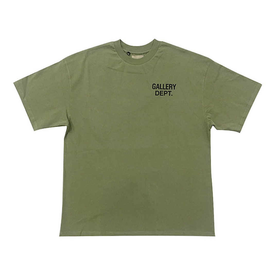 Gallery Dept 98 Gallery Dept. Classic Souvenir Tee LOGO Print Collar Short Sleeve T Black Grey White Cream Apricot Sky Blue Fruit Green Dark S M L - Image 4