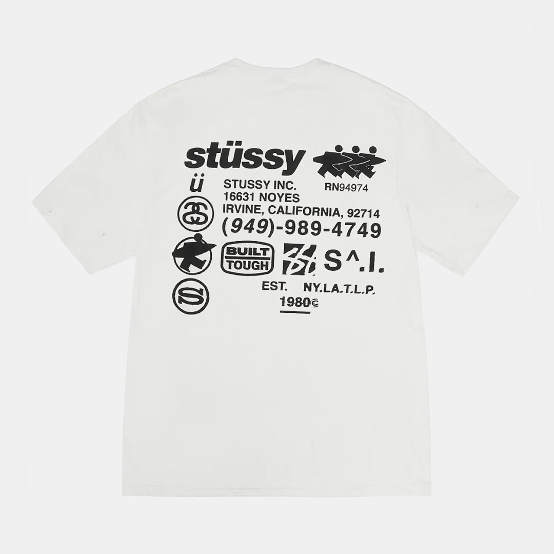 Stussy 108 Stu FW24 DNA TEE PIGMENT DYED LOGO Print Wide Collar Short Sleeve T Black White S M L - Image 17