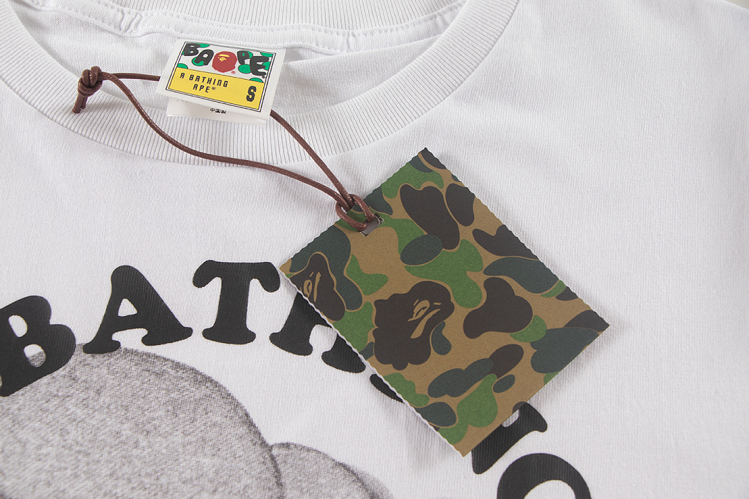 Bape 148 TOP Print Collar Short Sleeve T Black White S-XL - Image 15