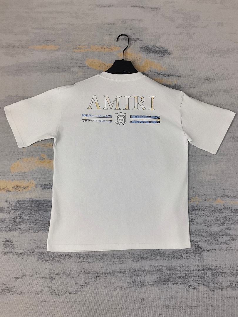 AMIRI 118 Wide Version Model Short Sleeve T Logo Print High Wind Black White S M L XL 9904# - Image 24