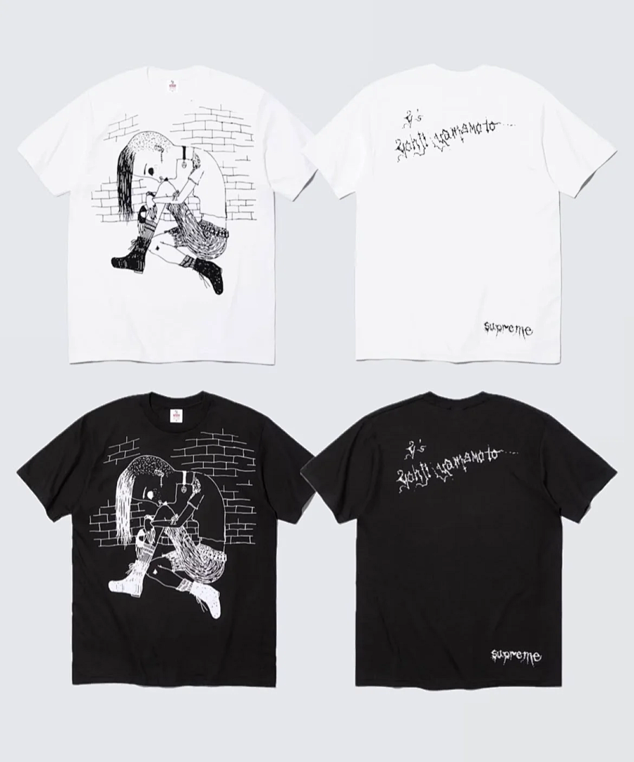 Supreme 128 Mountain Y'S THINKER TEE Print T Black White S-XL - Image 24