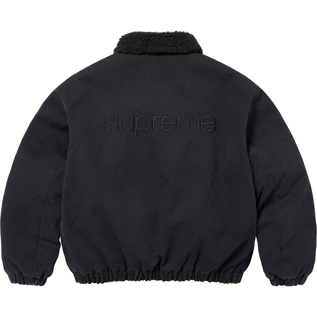 Supreme 598 24Fw Faux Shearling Lined Bomber Jacket Velvet Black White Water Blue S-XL - Image 10