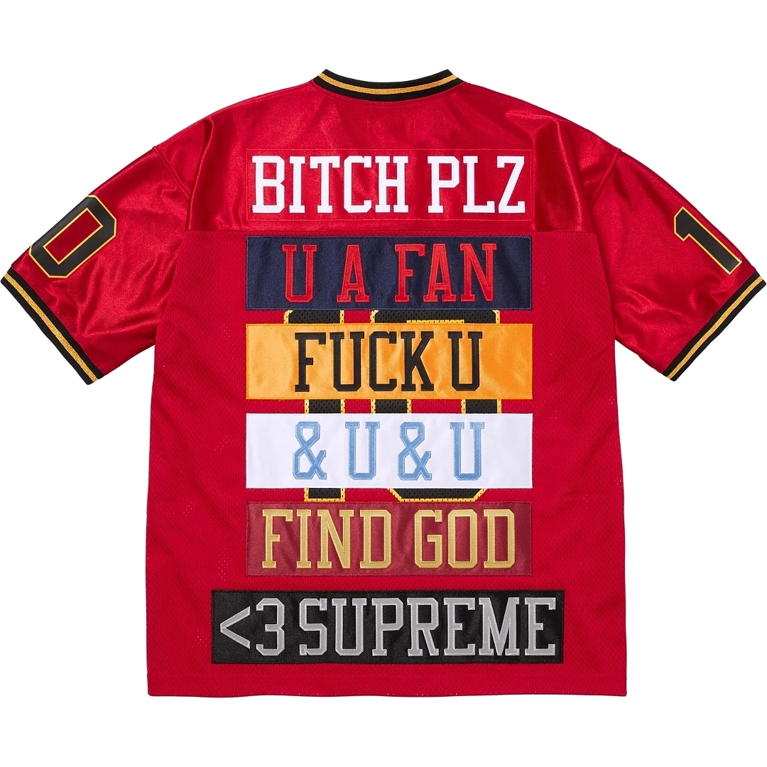 Supreme 268 SS26 WEEK1 Find God Football Jersey Embroidered Floral Mens Womens : White, Red, Black S-XL - Image 11