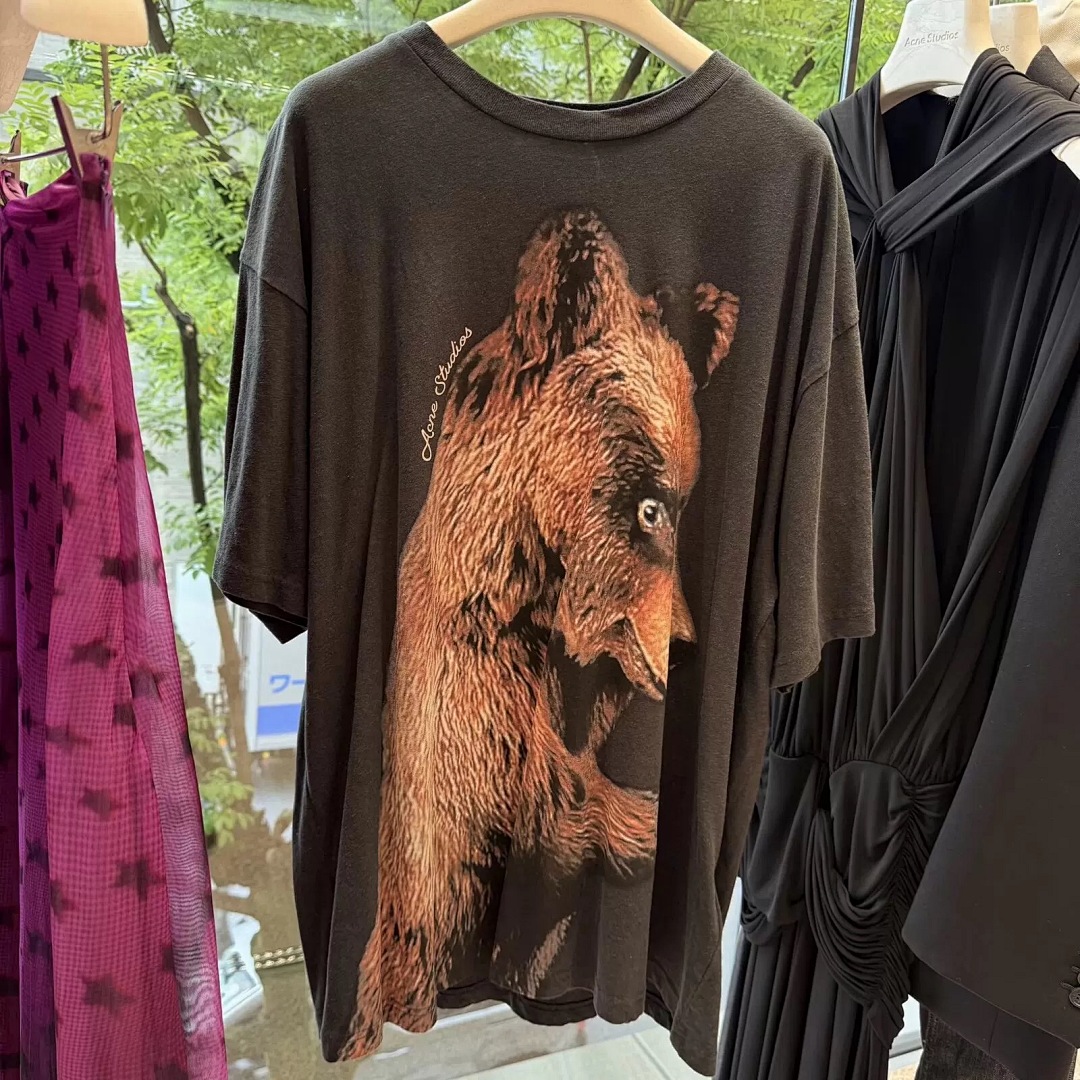 Acne Studios 128 AC Brown Print Short Sleeve T Black S-XL 8099# - Image 18