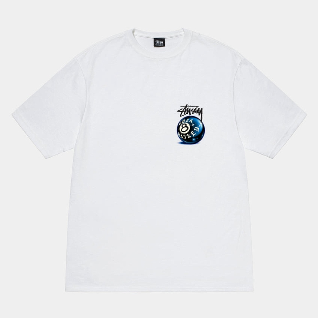 Stussy 108 Stu Black 8 Print Collar Short Sleeve T : White S Ｍ L XL XXL - Image 3