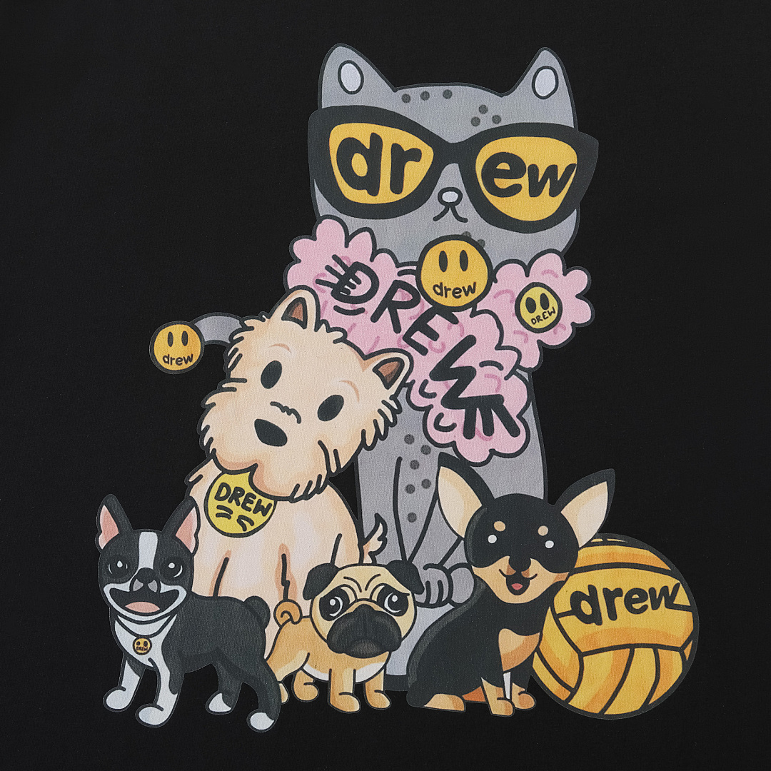 Drew House 108 Drew House Small Print Short Sleeve : Black White S-XL # - Image 6