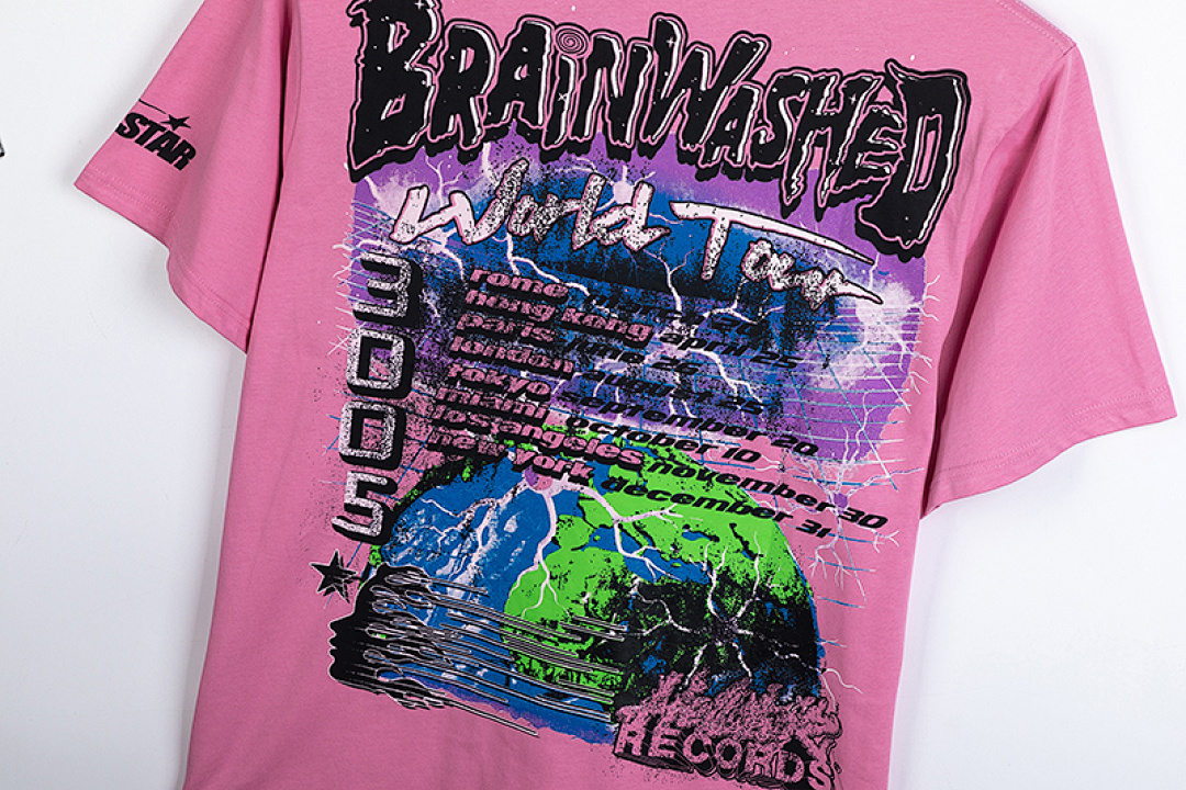 Hellstar 128 HELLSTAR Star INS Big Logo Collar Mens Womens Wide Short Sleeve Tee Water Pink S-M-L-XL - Image 11