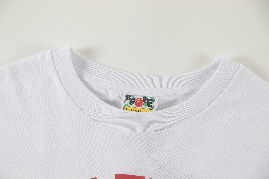 Bape 148 TOP Print Collar Short Sleeve T White S-XL - Image 15