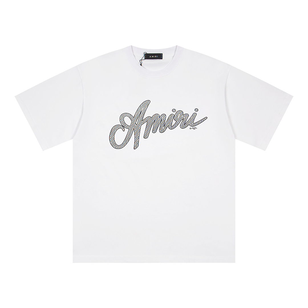 AMIRI 118 Wide Version Model Short Sleeve T Logo Print High Wind 260 Solid Cotton Black White S M L XL 9919# - Image 13