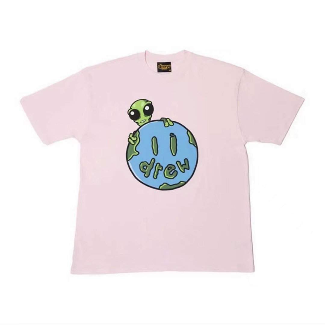 Drew House 98 DREW HOUSE ALLEN THE ALIEN Ss TEE Star Print Collar Solid Cotton Short Sleeve T Light Camel Pink S M L - Image 24