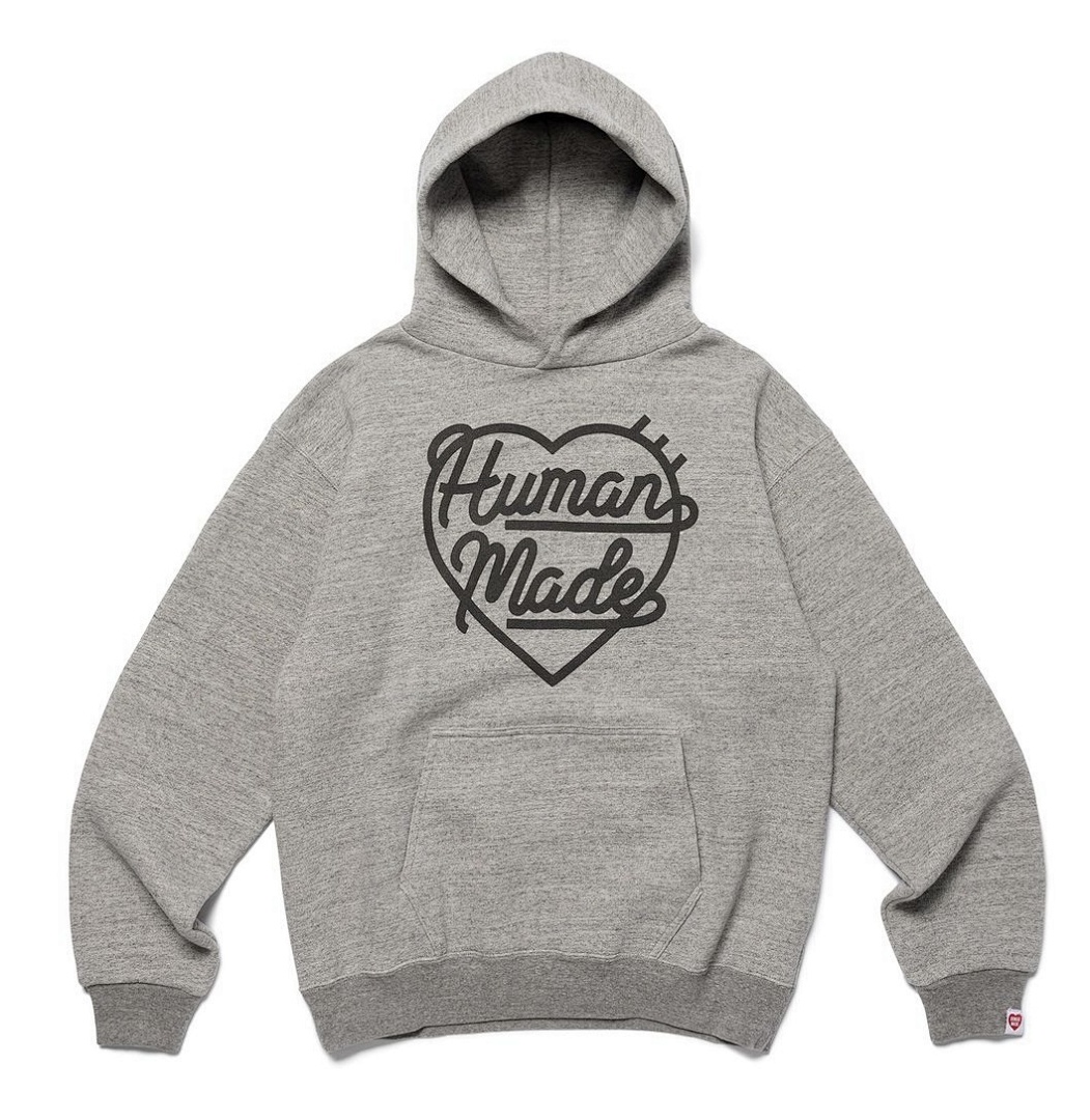 Human Made 218 HUMAN MADE HEART SWEAT HOODIE Logo Print Wide : Black White Light Grey S M L - Image 17