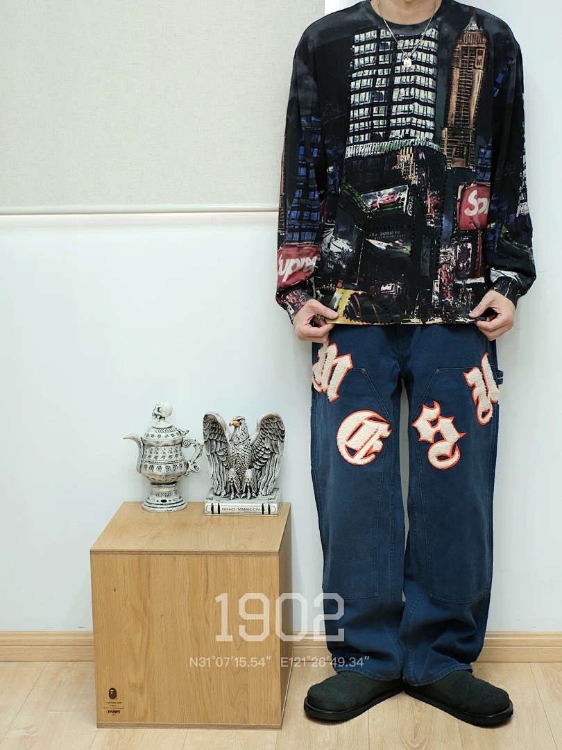 Supreme 298 SS25 SKYLINE SEQUIN L/S TOP Sky Stitching Long Sleeve Black Blue S-XL - Image 50