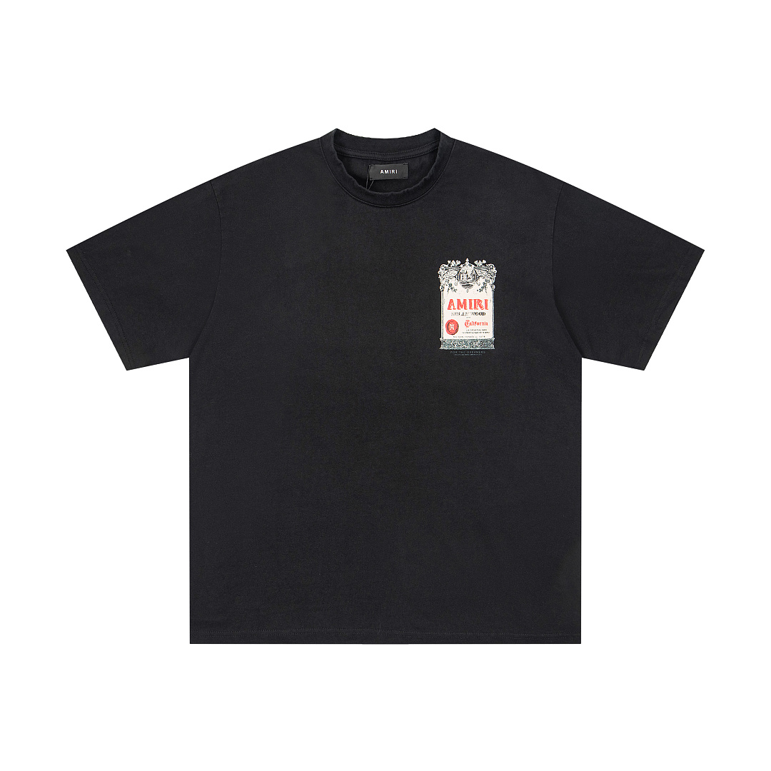 AMIRI 128 Logo 1976 Print Short Sleeve T Water Black White 9940# - Image 4