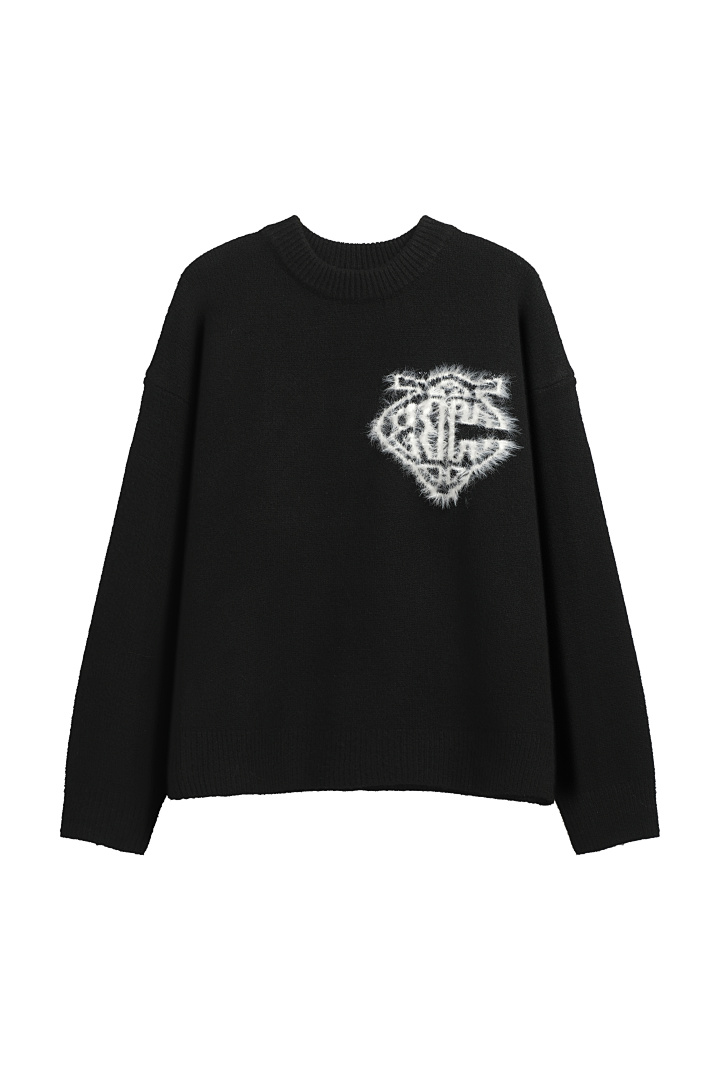 Christian Louboutin 198 THECOUTURECLUB Floral Logo Collar Fleece Light Grey Black S-XL T8901# - Image 3