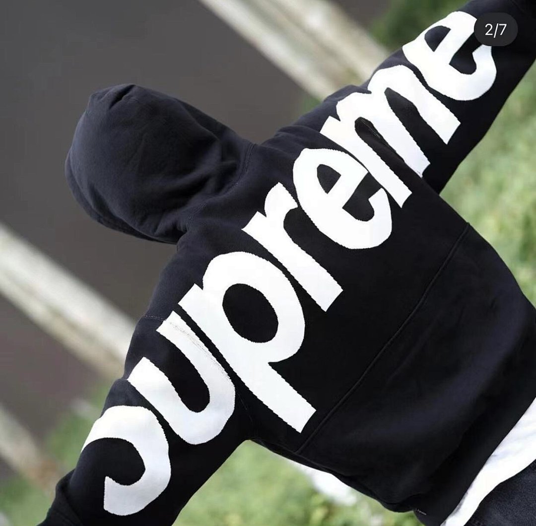 Supreme 298 BIG LOGO JACQUARD HOODED SWEATSHIRT Black Grey S M L - Image 30