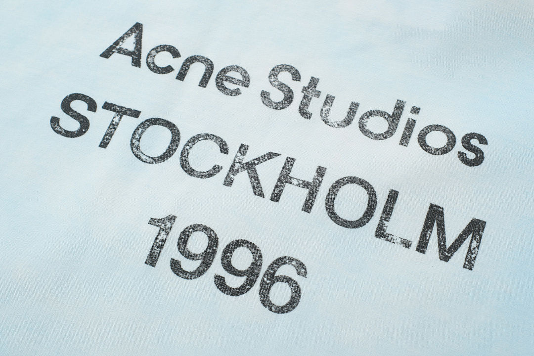 Acne Studios 118 AC LOGO Print Short Sleeve T White Light Blue Dark S-XL 8046# - Image 6