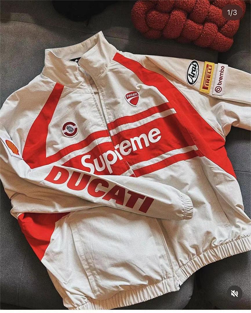 Balenciaga 468 Sup 24SS Ducati Khaki Collab Track Jacket Black White S M L - Image 21