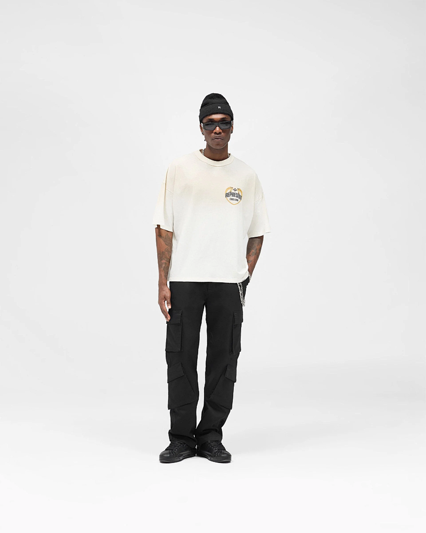 Represent 138 REPRESENT Angel Border T-Shirt Sky R Logo Collar Short Sleeve T : White Washed Black S M L - Image 9