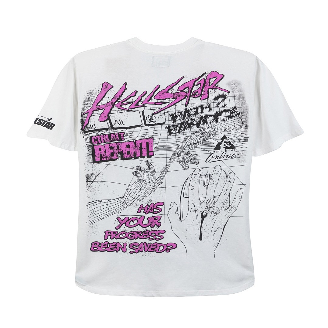 Off-White 128 Hellstar Path 2 Online T-Shirt Mens Electric Womens Solid Cotton Short Sleeve T Off White S-M-L_XL - Image 3