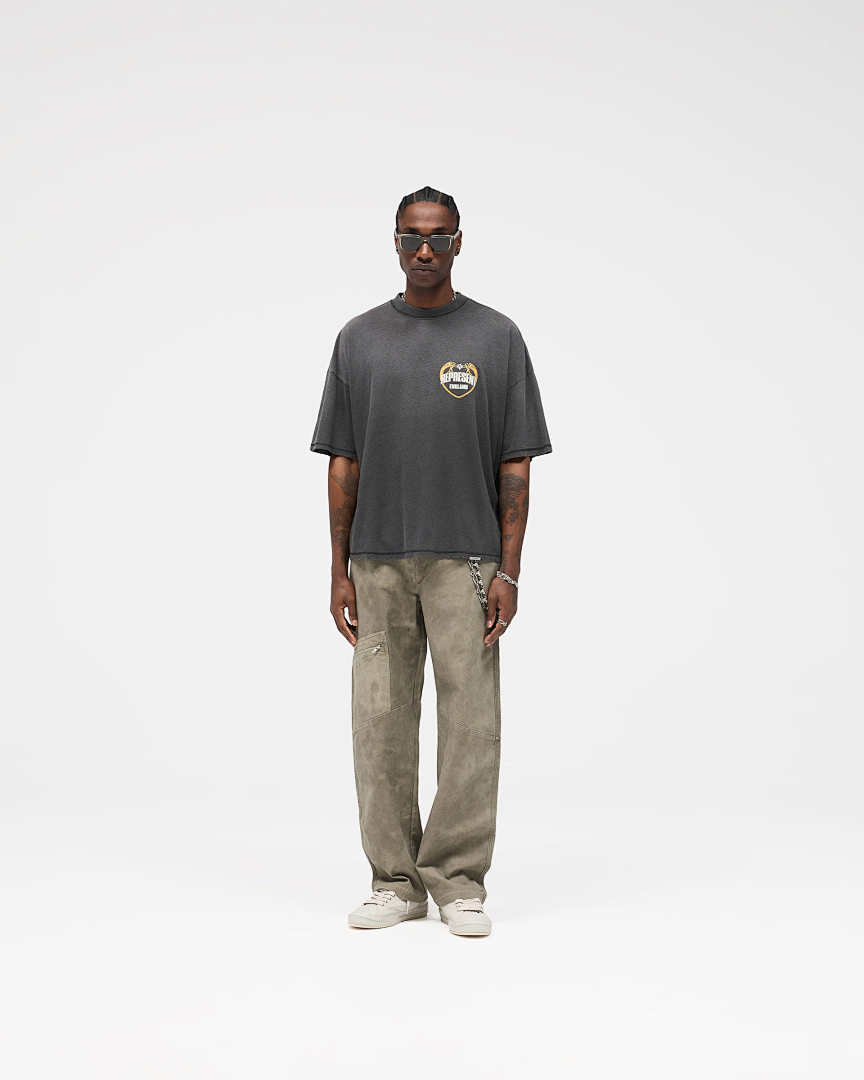 Represent 138 REPRESENT Angel Border T-Shirt Sky R Logo Collar Short Sleeve T : White Washed Black S M L - Image 14