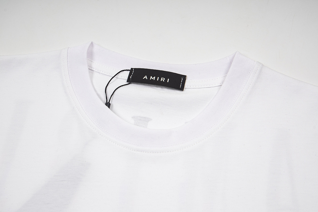 AMIRI 118 Wide Version Model Short Sleeve T Logo Print High Wind Black White S M L XL 9905# - Image 15
