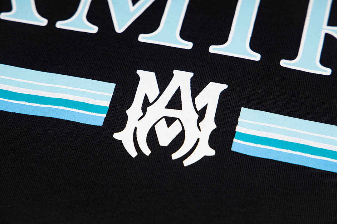 AMIRI 118 Wide Version Model Short Sleeve T Logo Print High Wind Black White S M L XL 9903# - Image 9