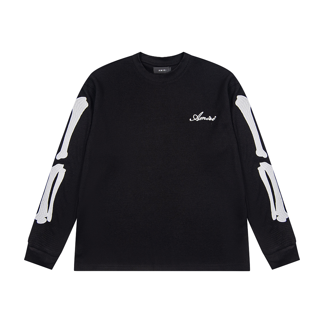 AMIRI 168 Wide Version Model Long Sleeve Black Apricot Light Grey S M L XL 601# - Image 3