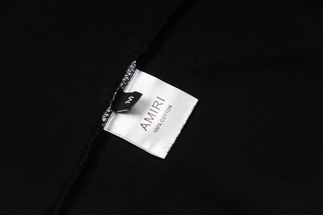 AMIRI 118 26Ss New Fleece Embroidered Short Sleeve T Black White S M L XL 9929# - Image 10