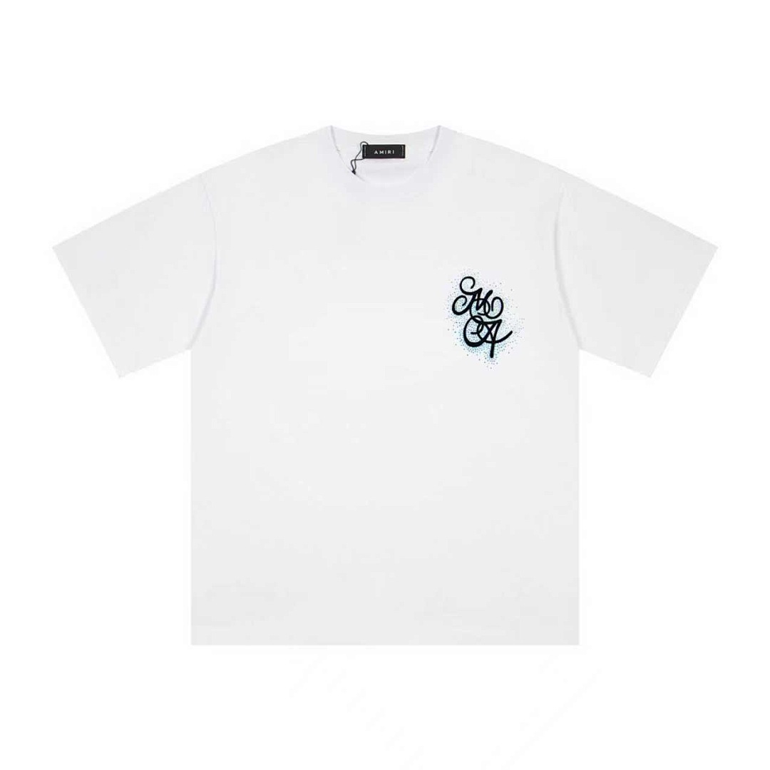 AMIRI 118 Wide Version Model Short Sleeve T Logo Diamond High Wind Black White S M L XL 9914# - Image 13