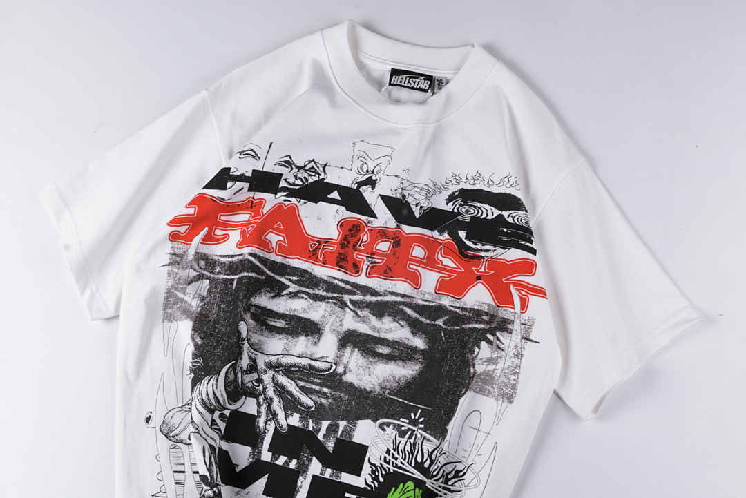 Hellstar 148 Hellstar Studios Tee Wind Print Short T White S-XL - Image 5