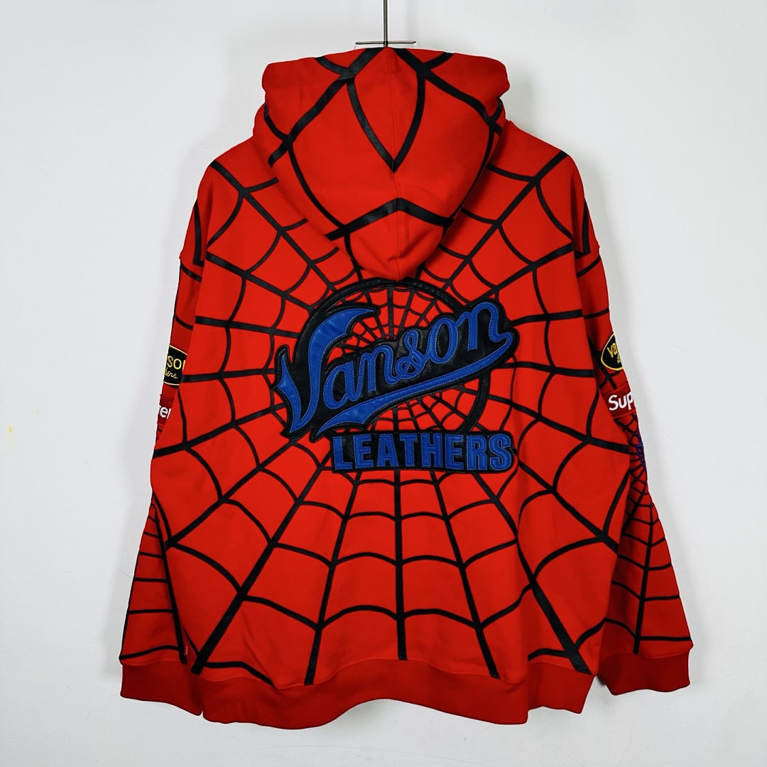 Sp5der 438 VANSON SPIDER-MAN Collab SS26 ZIP UP HOODED Thin Velvet Black Red S-XL - Image 19