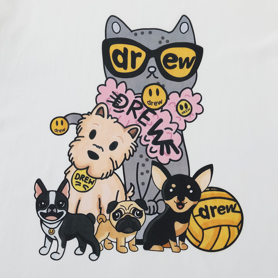 Drew House 108 Drew House Small Print Short Sleeve : Black White S-XL # - Image 15