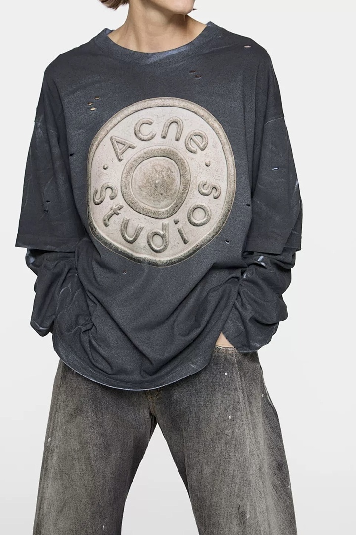 Acne Studios 198 AC Buckle LOGO Long Sleeve T Floral Blue S-XL 8211# - Image 20