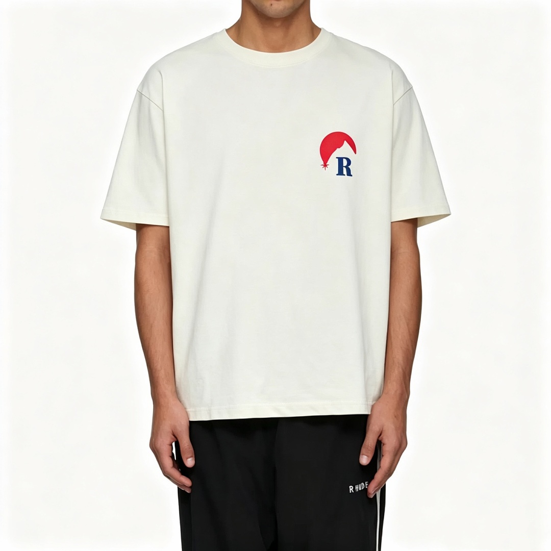 Unbranded 118 RHUD Double Print Short Sleeve T : S M L XL Cream Apricot - Image 23