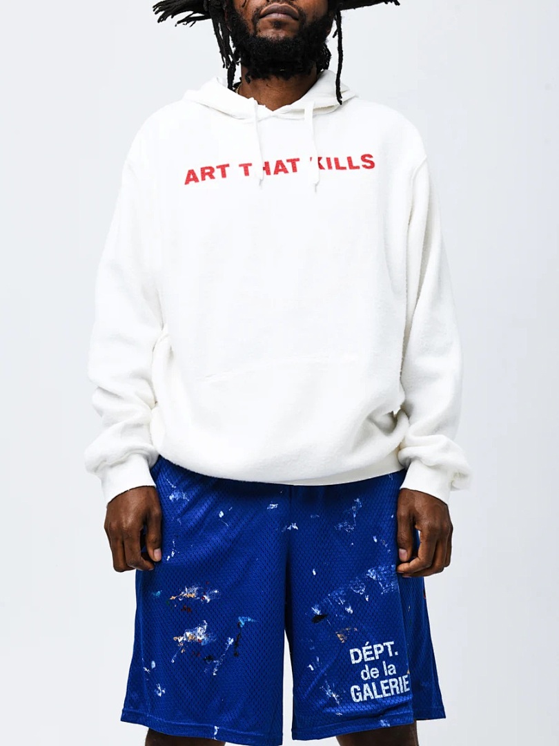 Celine 238 GALLERY DEPT STOP BEING RACIST REVERSIBLE ATK HOODIE GD Label True Surface Print : White S M L - Image 17
