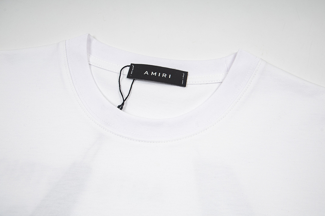 AMIRI 118 Wide Version Model Short Sleeve T Logo Print High Wind Black White S M L XL 9913# - Image 15
