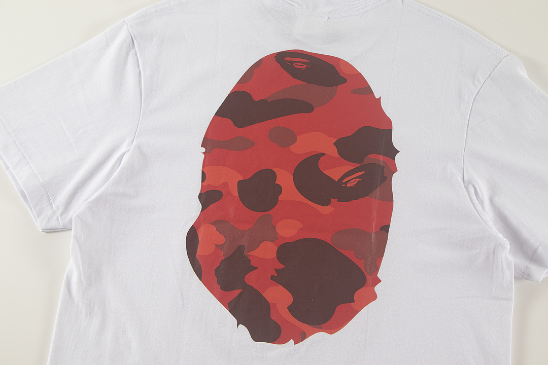 Bape 148 TOP Print Collar Short Sleeve T White S-XL - Image 7