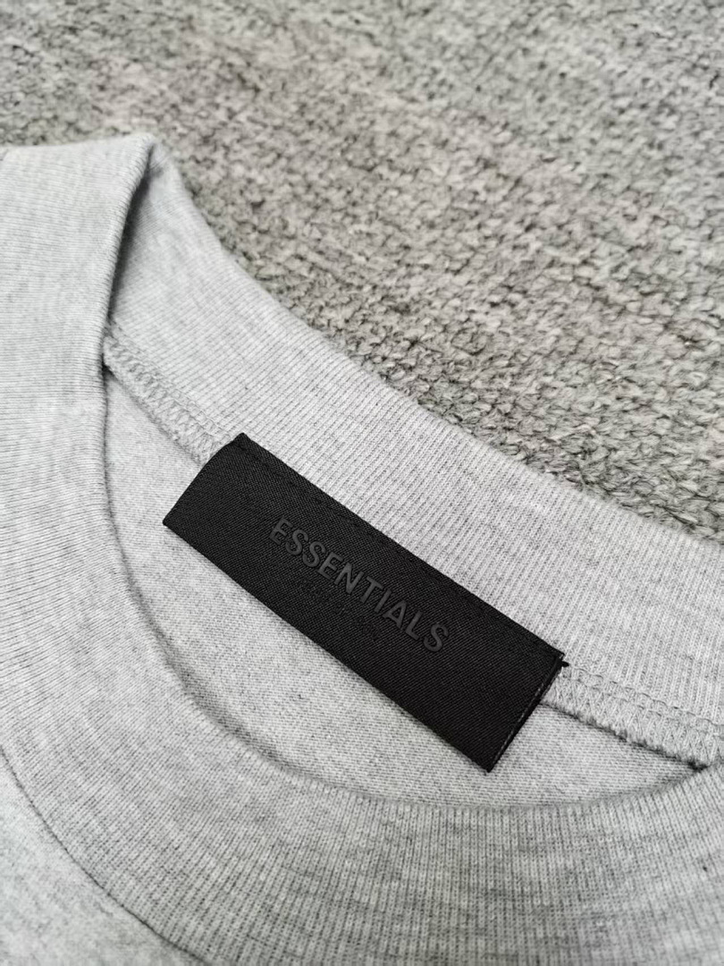 Essentials 118 Ess FALL24 HOLIDAY Jersey Crewneck T-Shirt Collar Wide Short Sleeve T : Light Mist Grey Black Dark :S-XL - Image 17