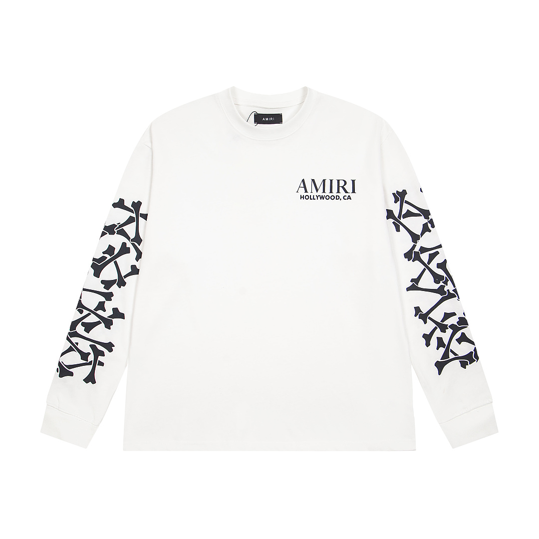 AMIRI 138 Wide Version Model Long Sleeve T Black White S M L XL 602# - Image 15