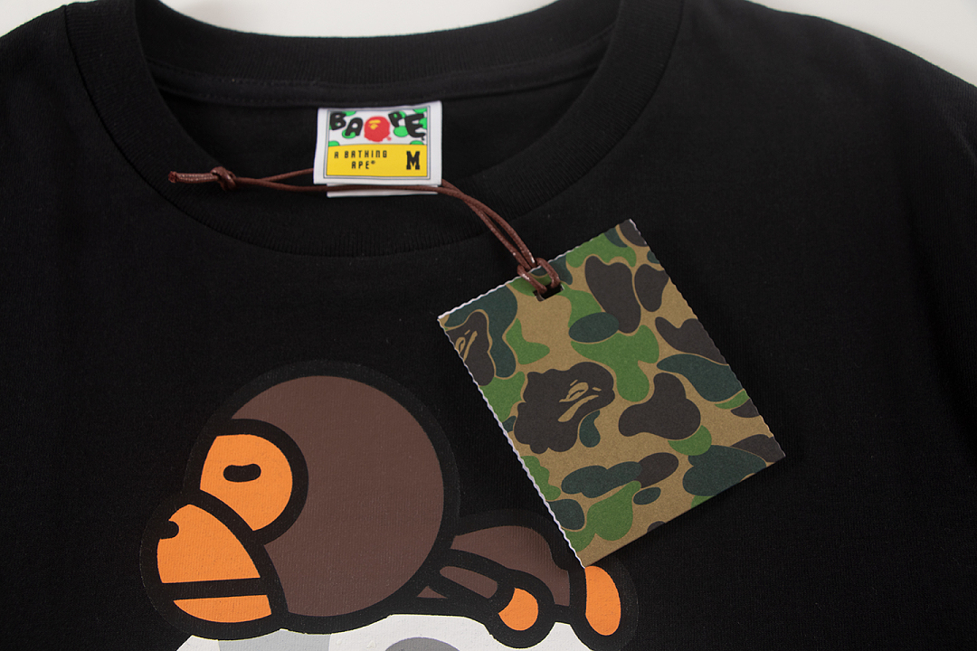 Bape 148 TOP Print Collar Short Sleeve T Black S-XL - Image 5