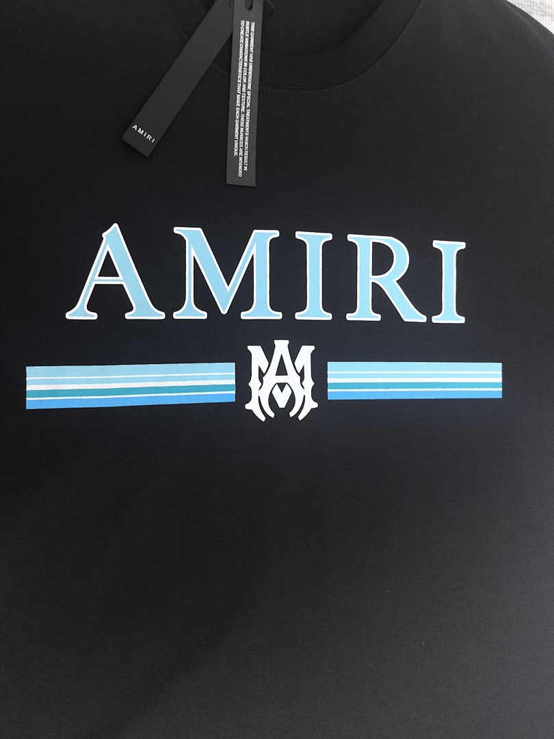 AMIRI 118 Wide Version Model Short Sleeve T Logo Print High Wind Black White S M L XL 9903# - Image 24