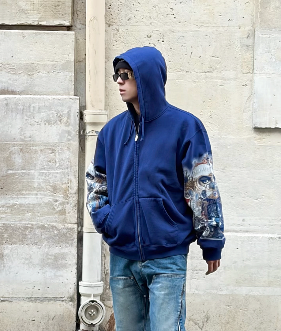 Supreme 368 MICHAEL JACKSON DANGEROUS ZIP UP HOODED Print Black, Purple Blue S-XL - Image 17