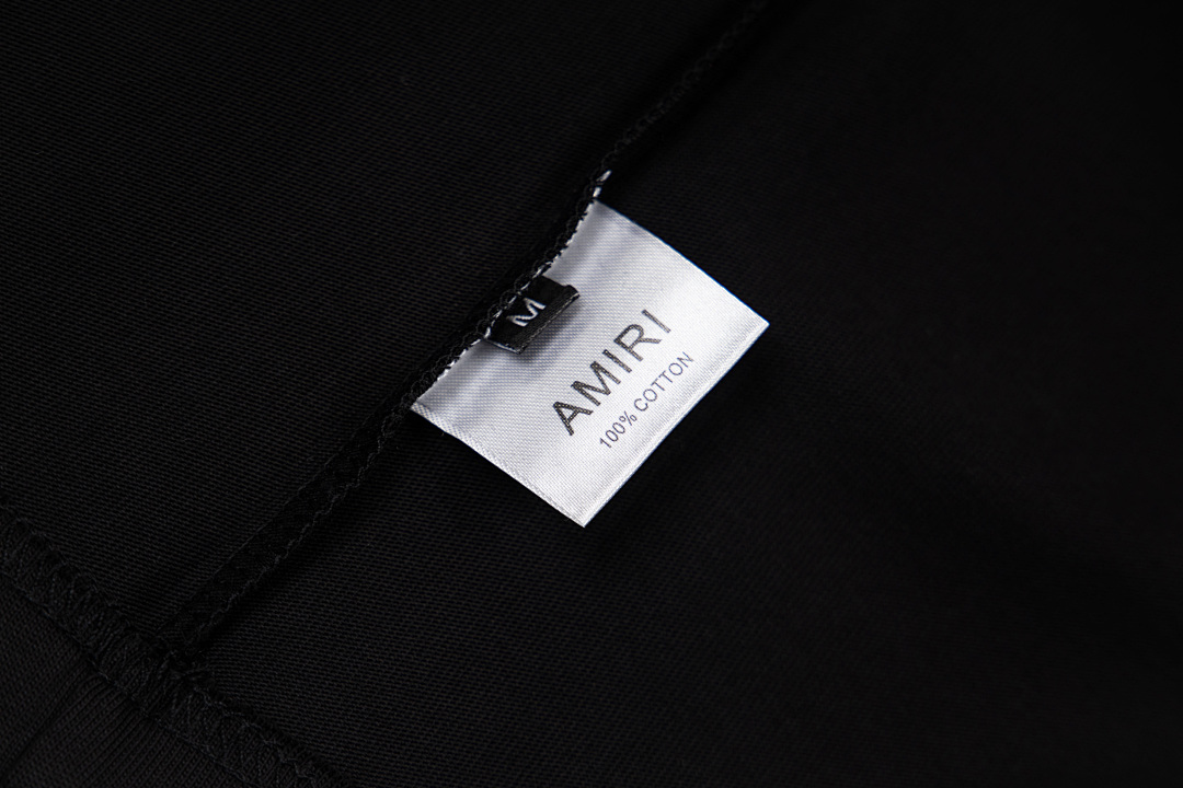 AMIRI 118 Wide Version Model Short Sleeve T Logo Print High Wind Black S M L XL 9902# - Image 13
