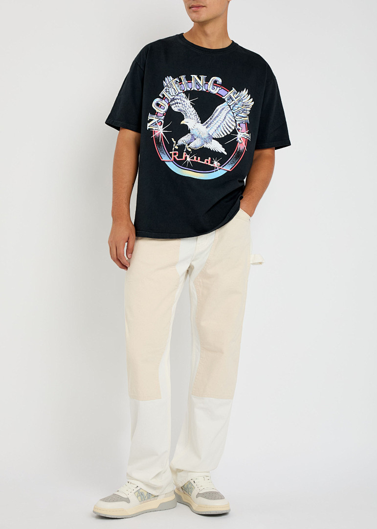 On Running ON SALE58 RHUD Notting Hill Eagle Logo-Print Cotton-Jersey Print Collar Short Sleeve T : Black Apricot S M L - Image 9