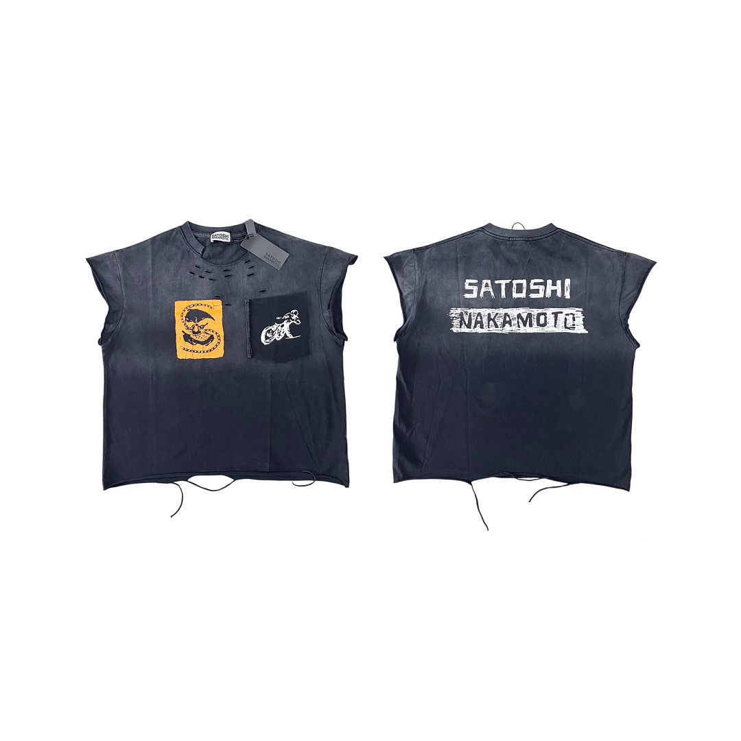 Unbranded 128 SATOSHI NAKAMOTO Washed Black Sleeve T : S M L - Image 3