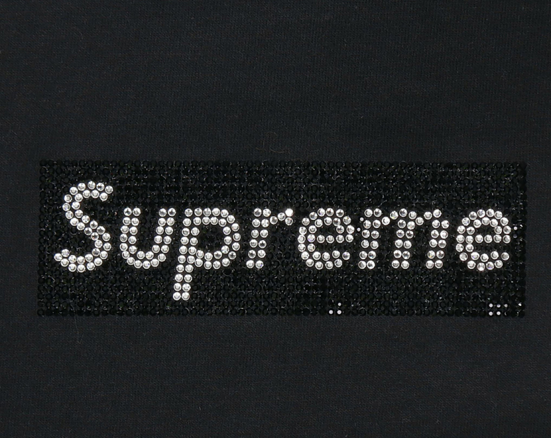 Supreme 128 BOX LOGO Rhinestone Diamond Short Sleeve T Black White Red S M L - Image 5