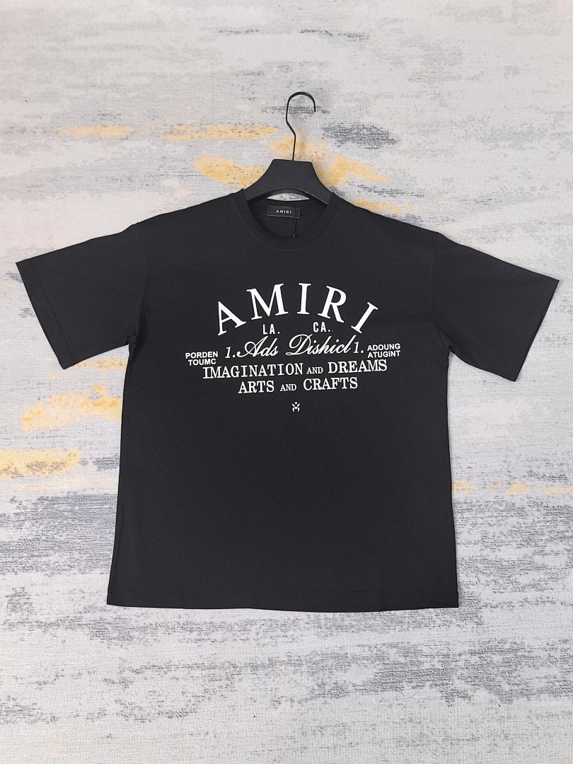 AMIRI 118 Wide Version Model Short Sleeve T Logo Print High Wind Black White S M L XL 9907# - Image 21