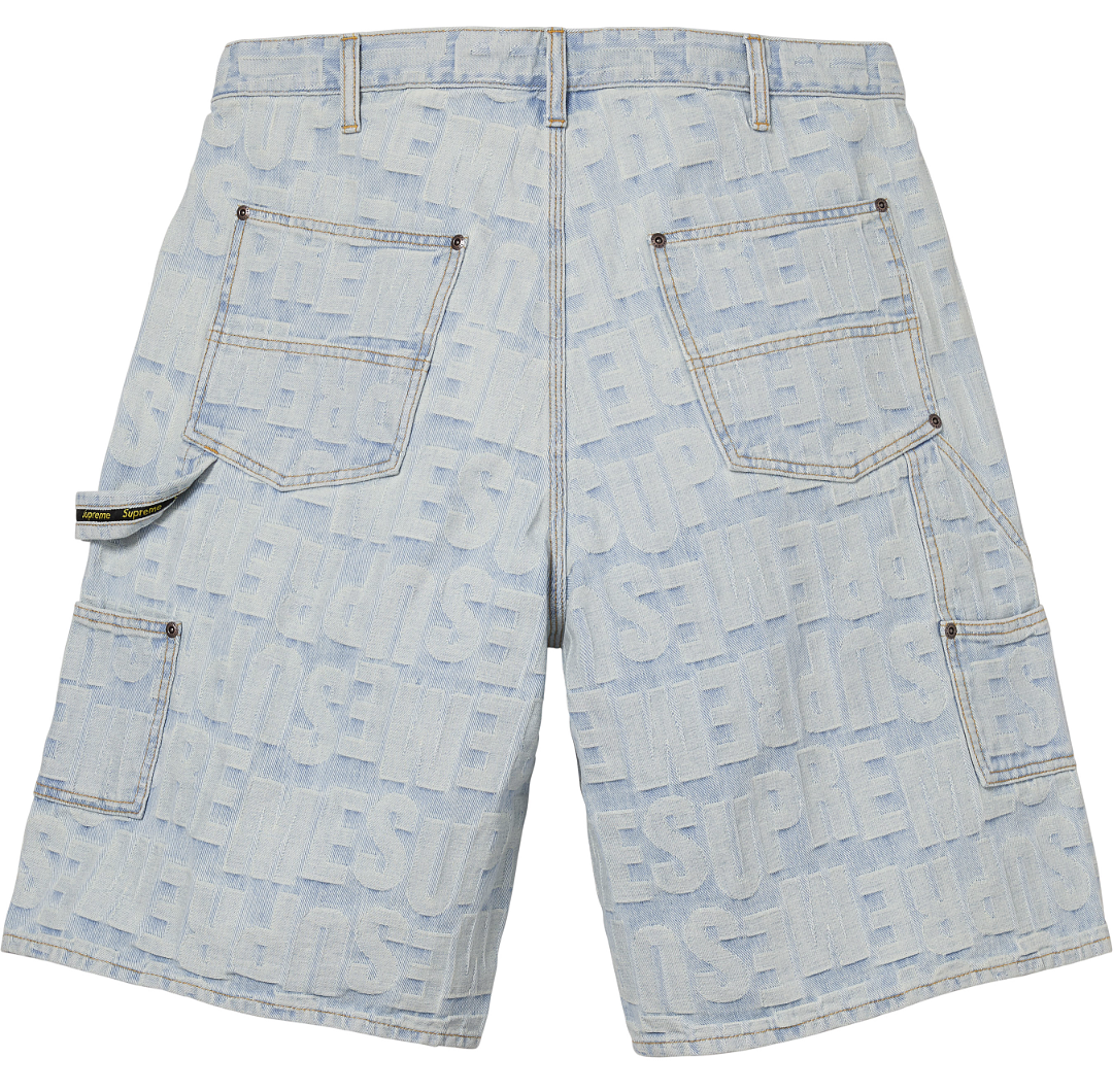 Supreme 318 SS26 REPEAT JACQUARD DOUBLE KNEE DENIM SHORT Floral Stud - Image 3