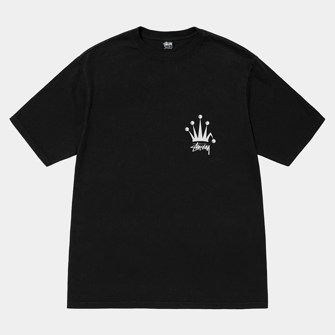 Stussy 98 STU 24SS REGAL CROWN TEE PIGMENT DYED Print Short Sleeve T : Black White S M L - Image 3