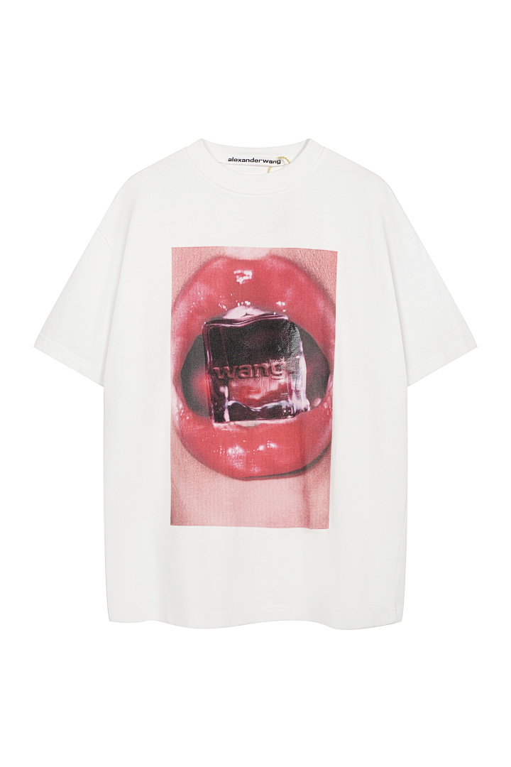 Celine 148 AW Big Red Ice Print Short Sleeve T White S-XL 8302#
